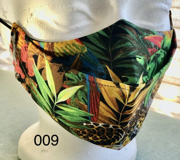 Origami Black with Multi Color Jungle Flowers Pattern