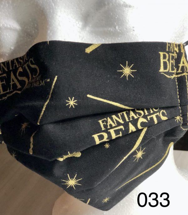 Pleated Black with Gold Fantastic Beasts Pattern