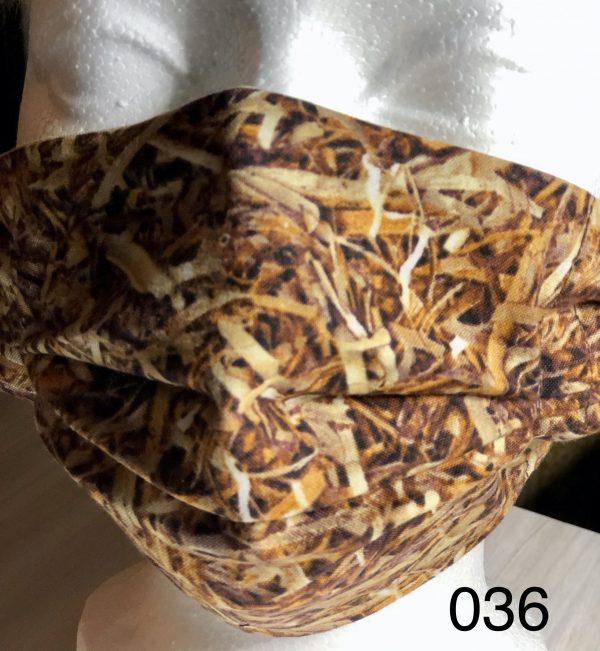 Pleated Brown wirh Camo Grass Pattern