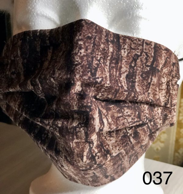 Pleated Brown with Camo Tree Bark Pattern