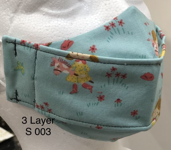Kids Origami 3L S Light Blue with Cowgirl Pattern
