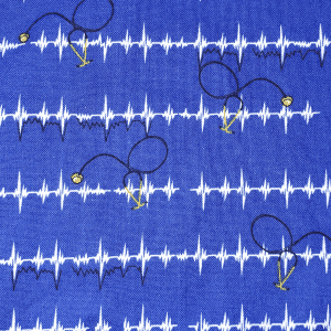 Blue with white pulse lines and stethoscopes swatch
