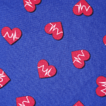 Blue with Red Pulse Hearts Swatch
