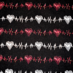 Black with white and red pulse heart lines swatch