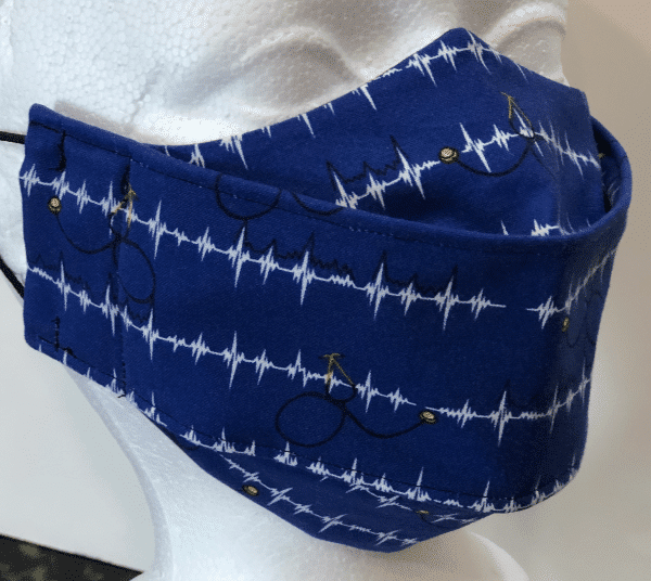 Royal Blue with White Pulse and Black Stethoscopes Mask