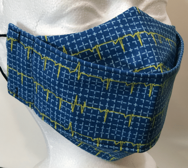 Blue with Yellow Pulse on white grid Mask