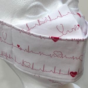Origami White with Red Pulse Hearts Stethescopes mask