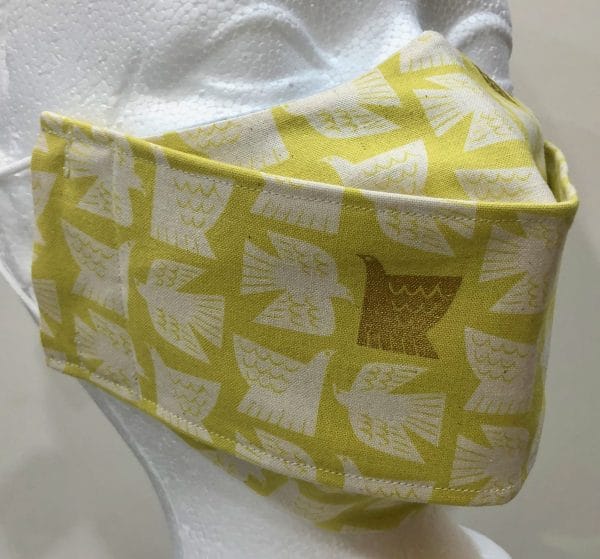 Stylized White/Gold Doves on Cyber Lime mask