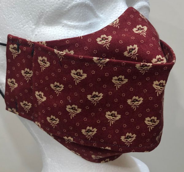 Cream Flowers on Burgundy mask