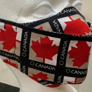 Maple Leaves on black grid mask