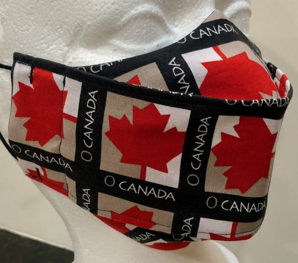 Maple Leaves on black grid mask