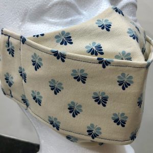 Dark/Light Blue leaf pattern on Cream mask