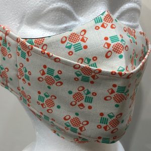 Orange and Green Geometric Shapes on Cream mask