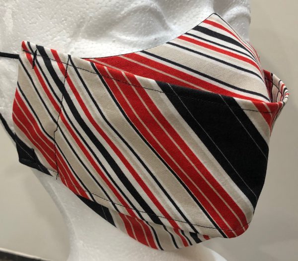 Various thickness Black Red Cream Diagonal Stripes mask