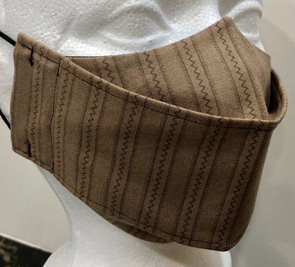 Light Brown Base Zig Zag Strip Centred in Brown Stripes mask