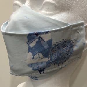 Baby blue base with pastel hot-air balloons mask