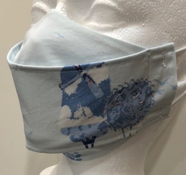 Baby blue base with pastel hot-air balloons mask