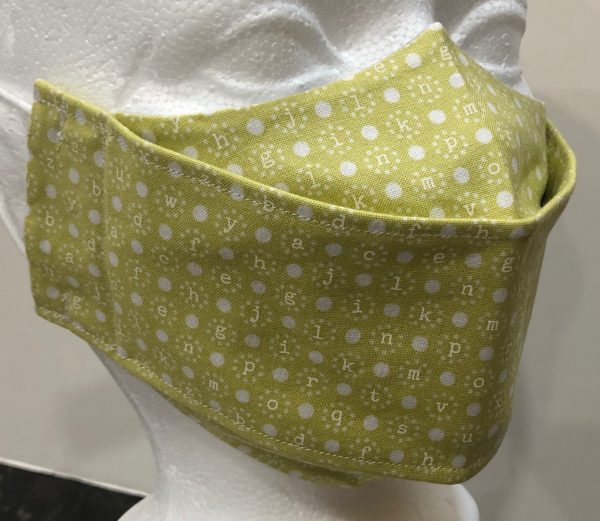 Pear green base with lowercase alphabet in mini circles mask