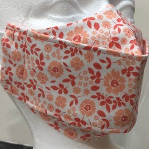 Light & Dark Tangerine flowers on cream mask