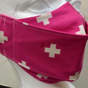 White crosses on Hot Pink mask