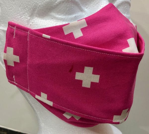 White crosses on Hot Pink mask