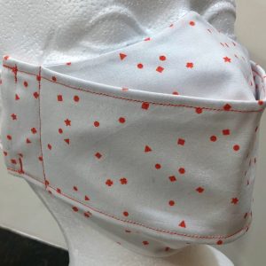Tiny Orange geometric shapes on white mask