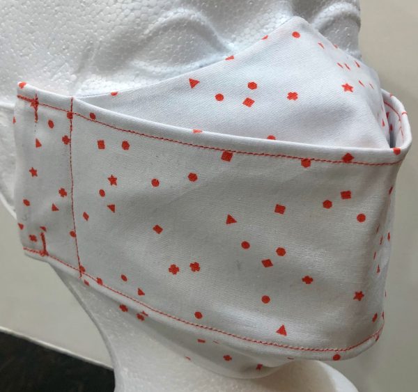 Tiny Orange geometric shapes on white mask
